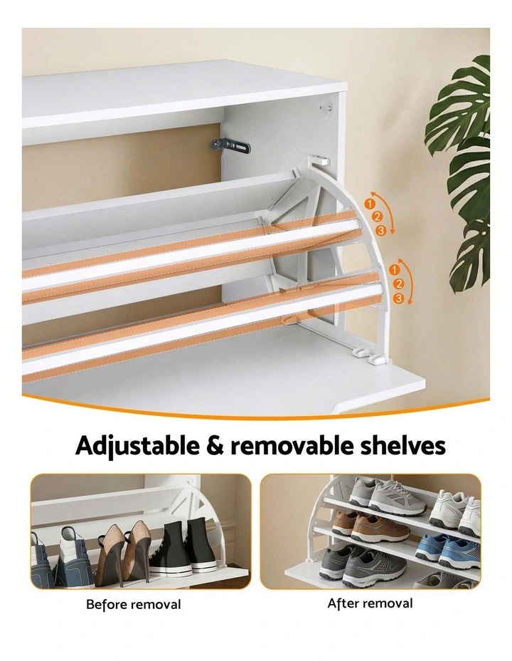 Artiss Shoe Rack Cabinet 24 Pairs Adjustable Shelf White image 7