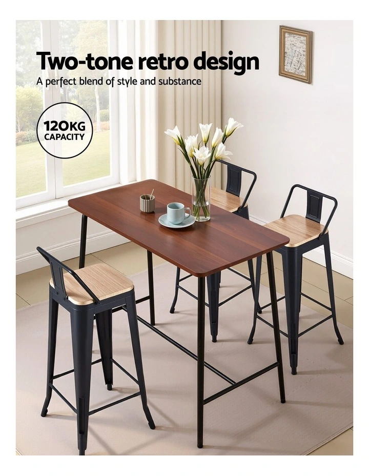 Artiss 2x Bar Stools Kitchen Counter High Chair Dining Stackable Metal Black image 5