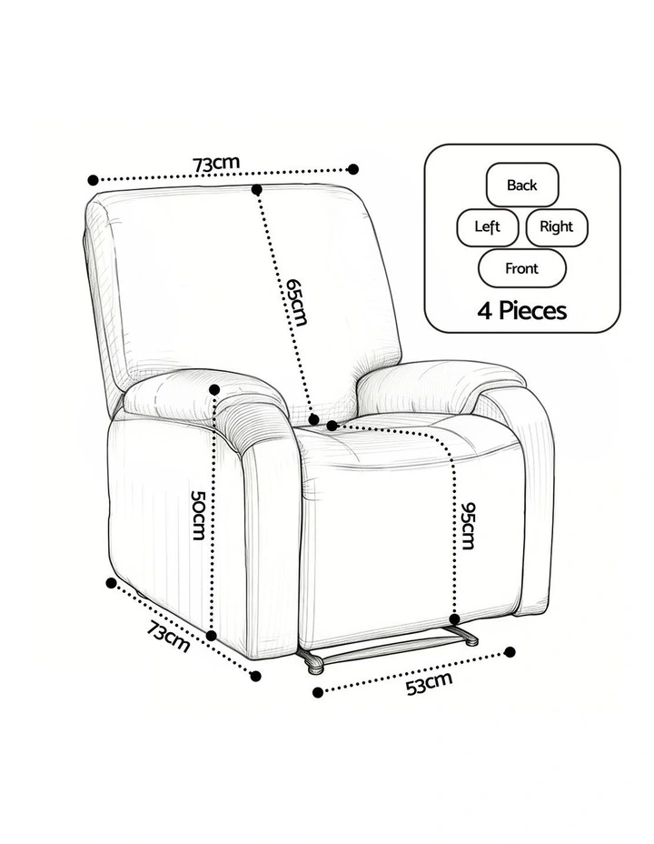 Artiss Stretch Kids Recliner Cover 4-Pieces Recliner Chair Slipcovers Printed Polyester image 4