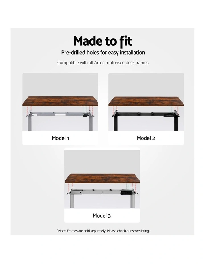 Artiss Standing Desk Top Rustic Brown 140CM image 7