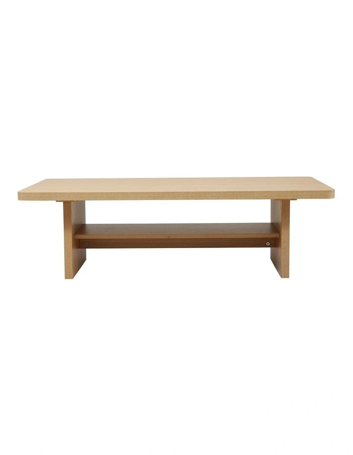 Artiss Coffee Table 110cm Center Table with 2-Tier Open Storage Shelf Wood image 3