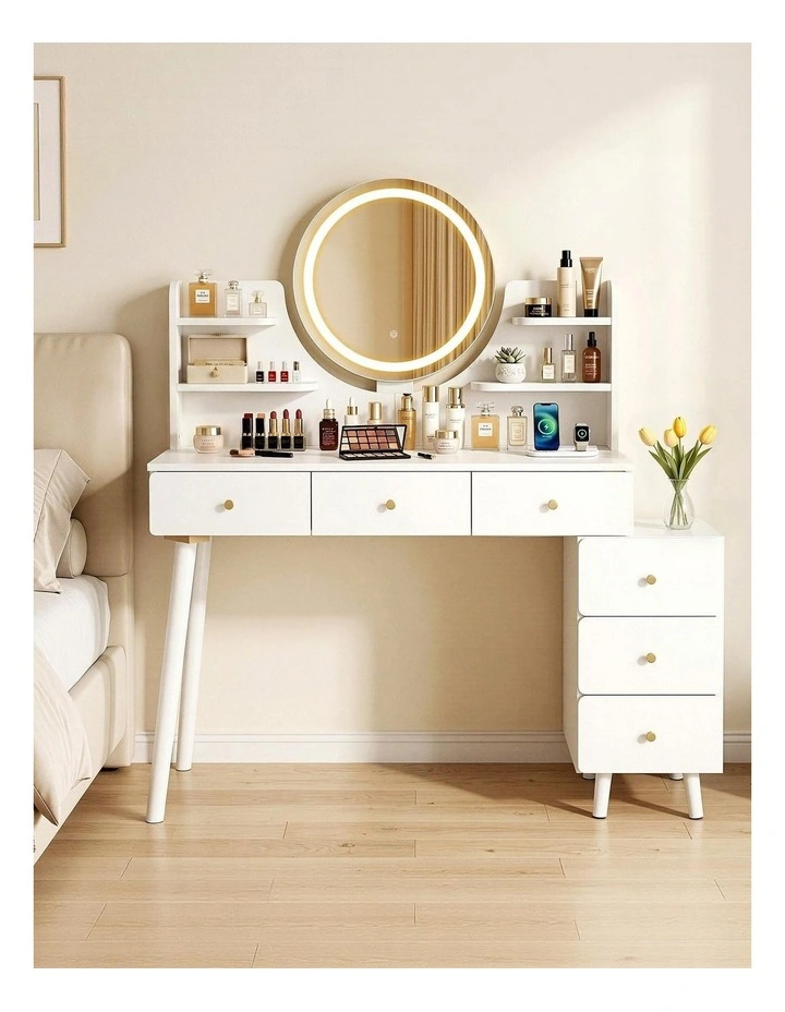 Artiss Dressing Table Vanity Desk LED Charging Station White image 4