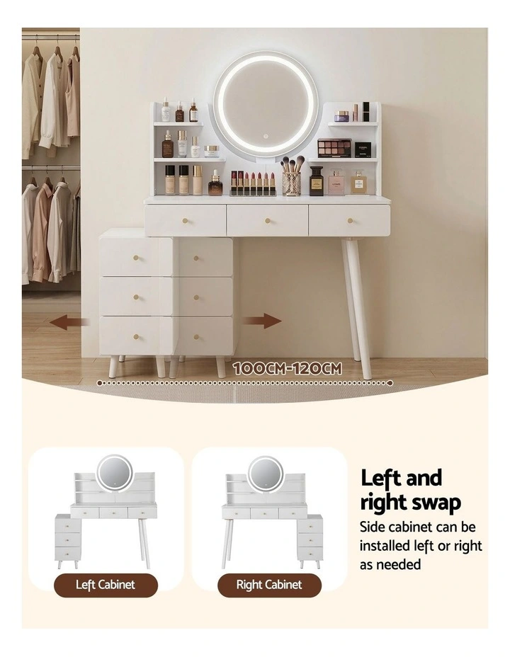 Artiss Dressing Table Vanity Desk LED Charging Station White image 7