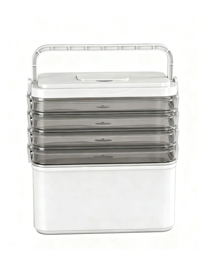 Artiss 5 Tier Portable Storage Box Detachable with Handles Plastic Clear image 2