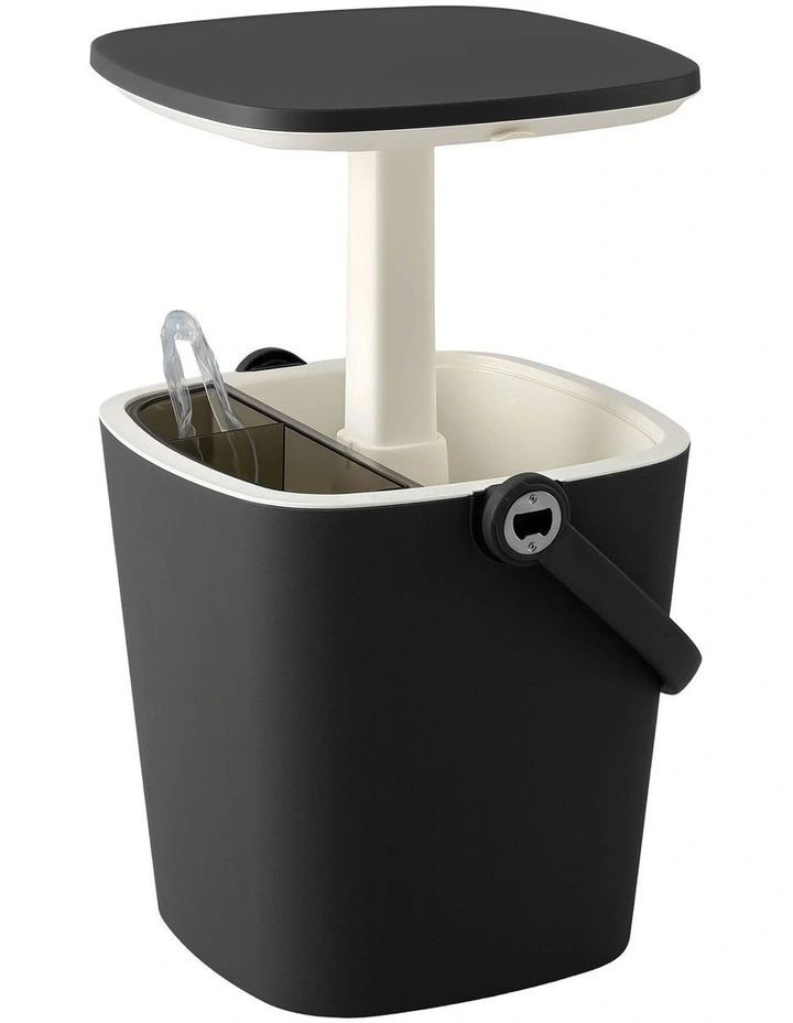 Gardeon 2-in-1 Outdoor Bar Table Portable Wine Cooler 15L Ice Bucket Tong Black image 1