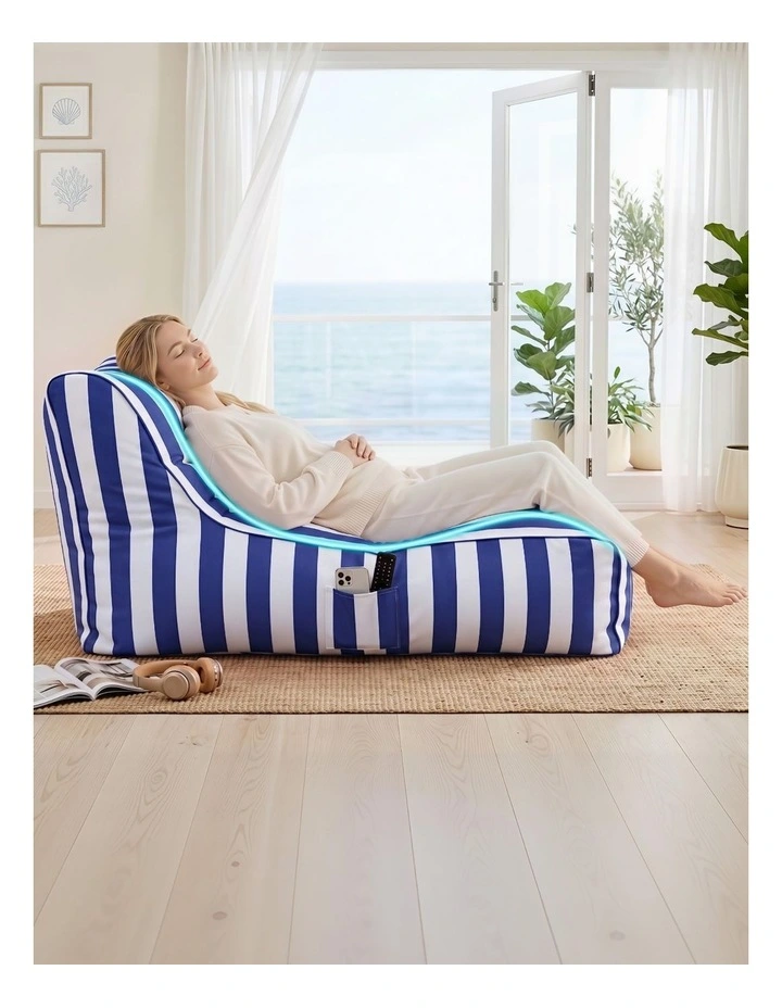Artiss Outdoor Splash-Proof Bean Bag Chair Cover No Filler Blue image 7