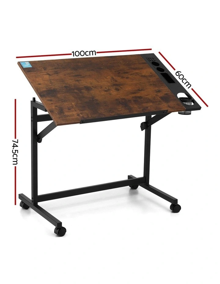 Artiss Drafting Table Drawing Desk Art Desk Multi-Functional Craft Drawing Table Rustic Brown image 4