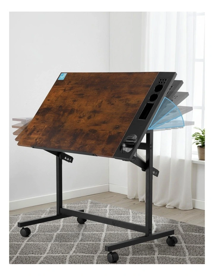 Artiss Drafting Table Drawing Desk Art Desk Multi-Functional Craft Drawing Table Rustic Brown image 5