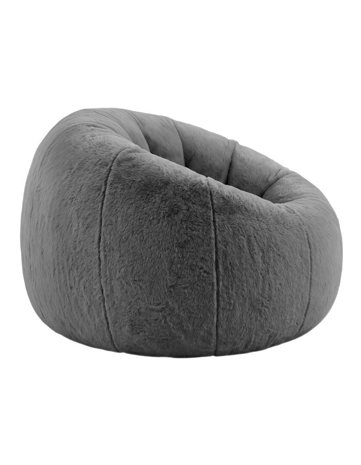 Artiss Large Round Faux Fur Bean Bag Chair Cover No Filler Washable Grey image 4