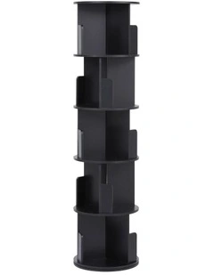 Artiss 5 Tiers Bookshelf Swivel Bookcase Display Shelves Stand Round Black