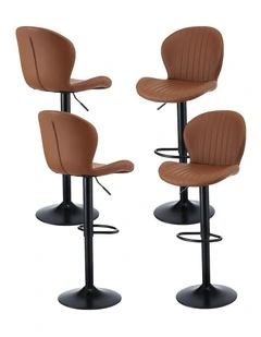Artiss 4x Bar Stools Kitchen Swivel Gas Lift Counter Chair Shell Leather Brown