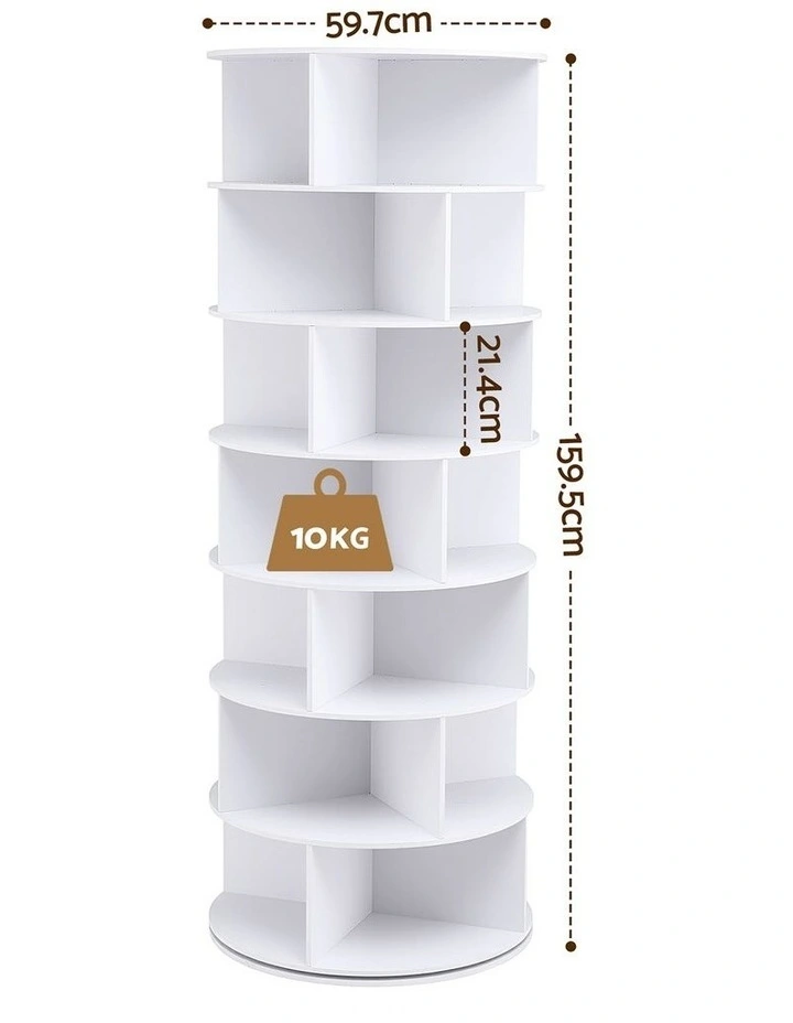 Artiss 7 Tier 360 Rotating Shoe Rack Storage Display Shelf White image 5
