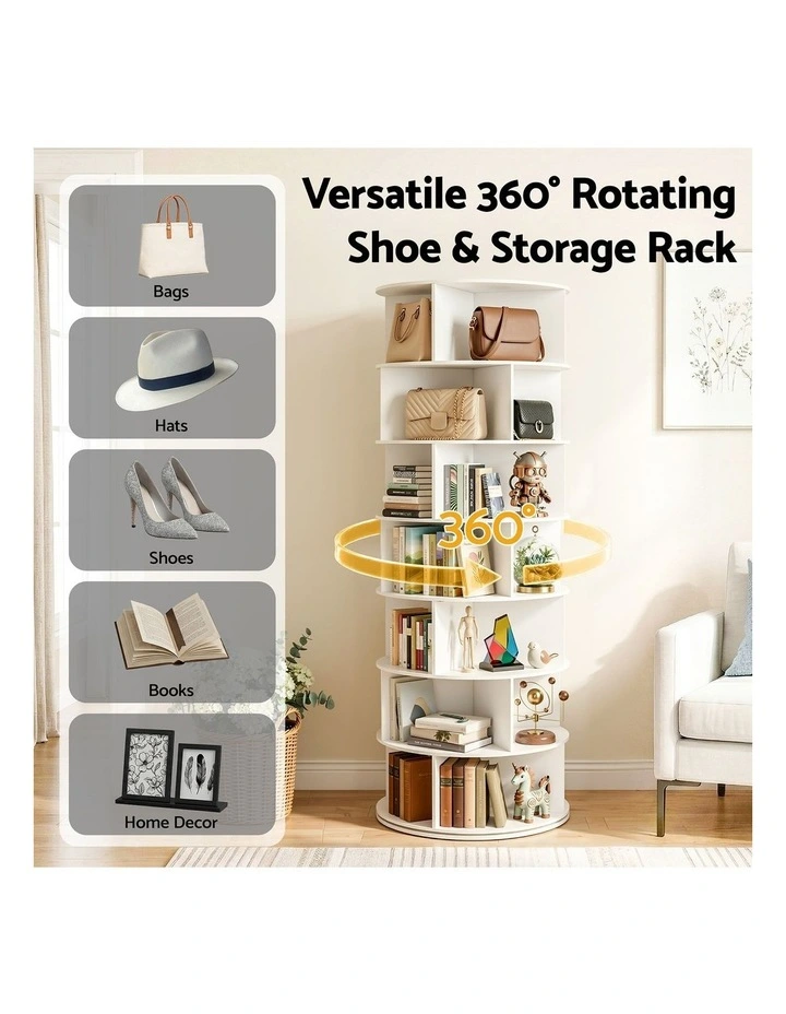 Artiss 7 Tier 360 Rotating Shoe Rack Storage Display Shelf White image 6