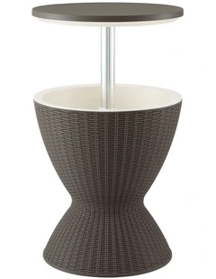 Gardeon Outdoor Bar Table Portable Ice Bucket Cooler 30L Adjustable Top Brown