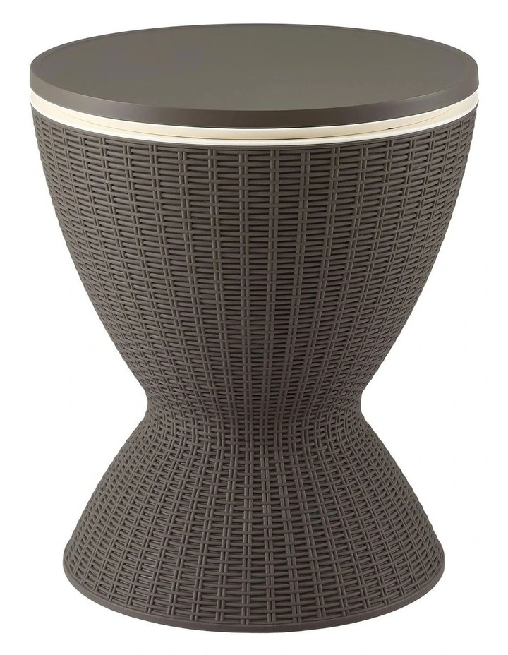 Gardeon Outdoor Bar Table Portable Ice Bucket Cooler 30L Adjustable Top Brown image 3