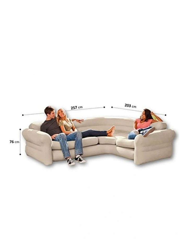 Inflatable Furniture 257x 203x 76cm Corner Sofa Beige image 2