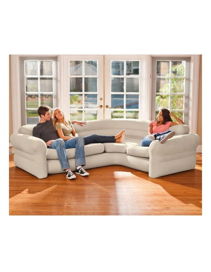 Inflatable Furniture 257x 203x 76cm Corner Sofa Beige image 3