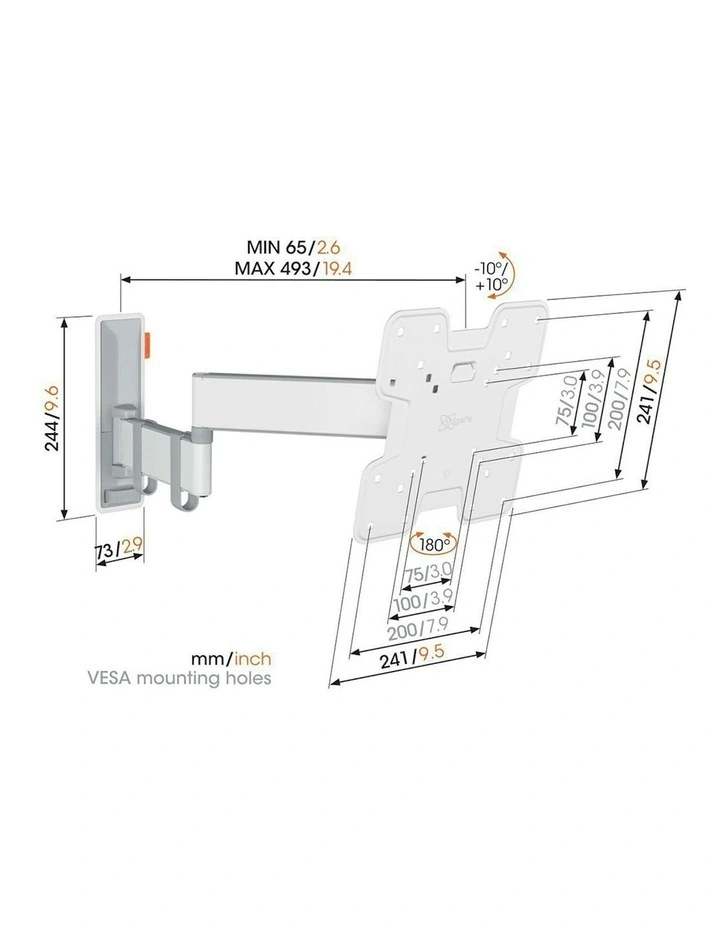 Vogel's TVM 3245 Small Full Motion Wall Bracket Mount For 19-43 LCD TV White image 3