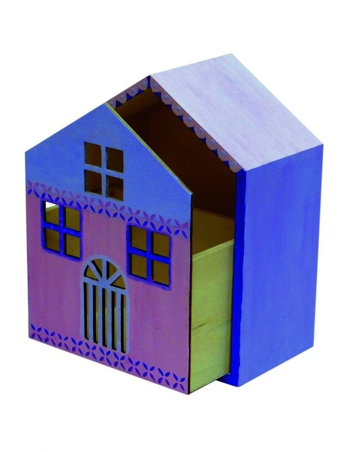 Boyle Craftwood Wooden House Storage Box Kids/Children DIY Craft 16x10x21cm image 2