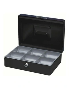 Esselte Portable Sturdy Metal Cash/Money Box No.10 Organiser/Coins w/ Key Black