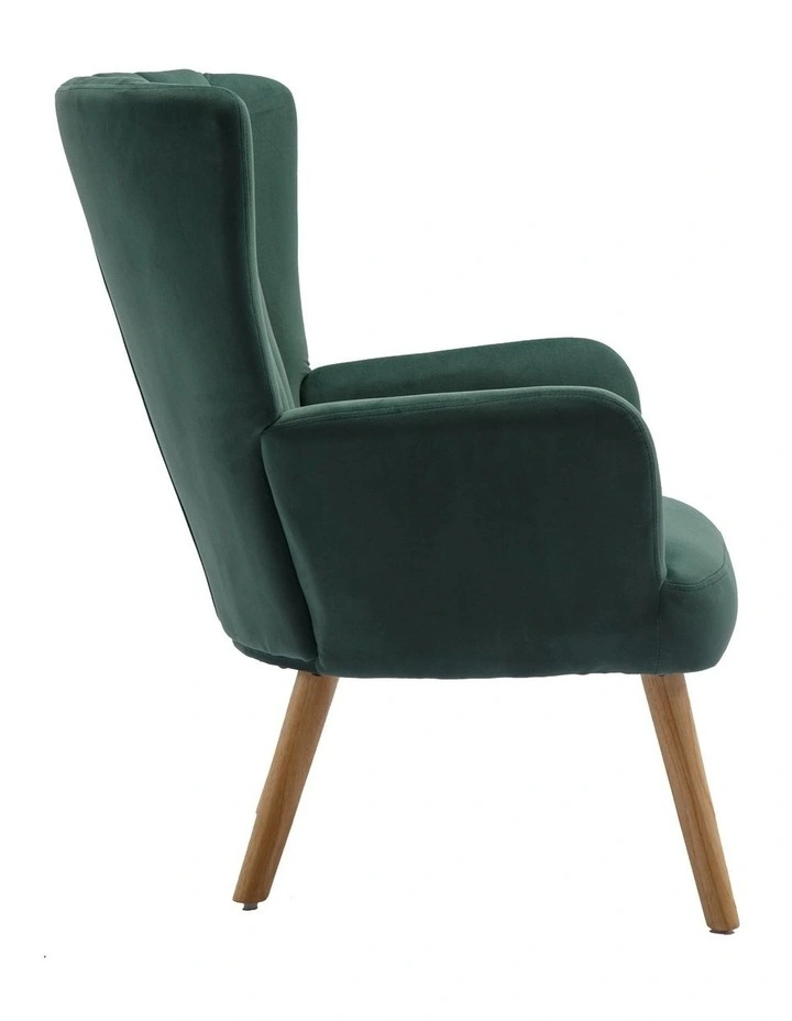 Velvet Wingback Modern Accent Chair with Four Wood Legs, Shell Back Comfy Armchair image 4