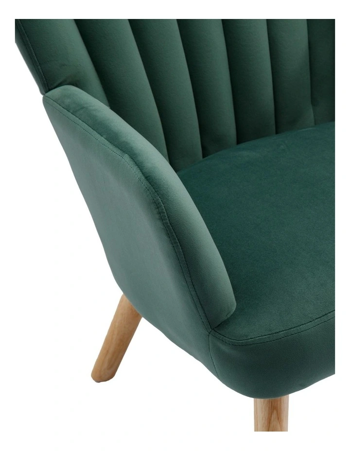 Velvet Wingback Modern Accent Chair with Four Wood Legs, Shell Back Comfy Armchair image 5