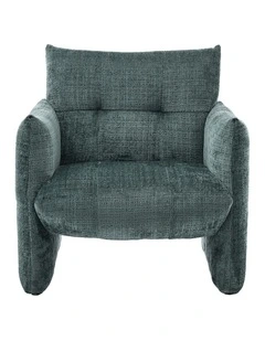 Modern Minimalist Low-Slung Single Accent Chair, Thick Padded Chenille Upholstered Lounge Armchair
