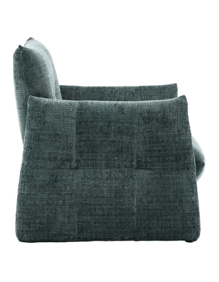 Modern Minimalist Low-Slung Single Accent Chair, Thick Padded Chenille Upholstered Lounge Armchair image 4