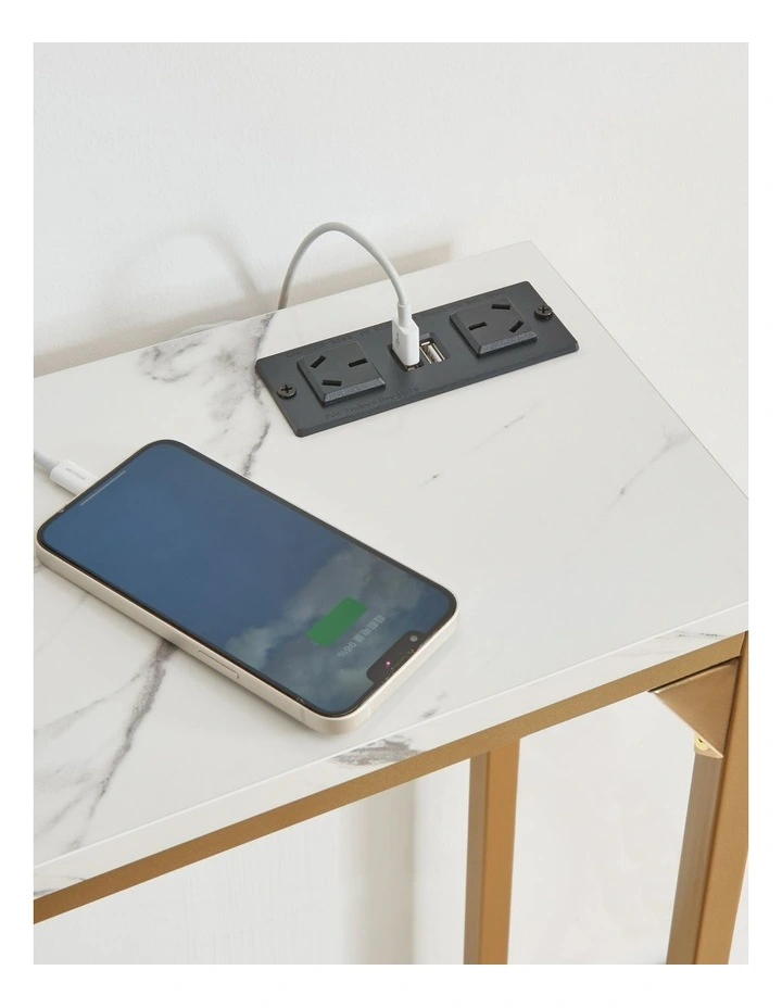 2 Tier Console Table with Power Outlets and USB Ports, Entryway Table with Charging Station & Shelf image 4