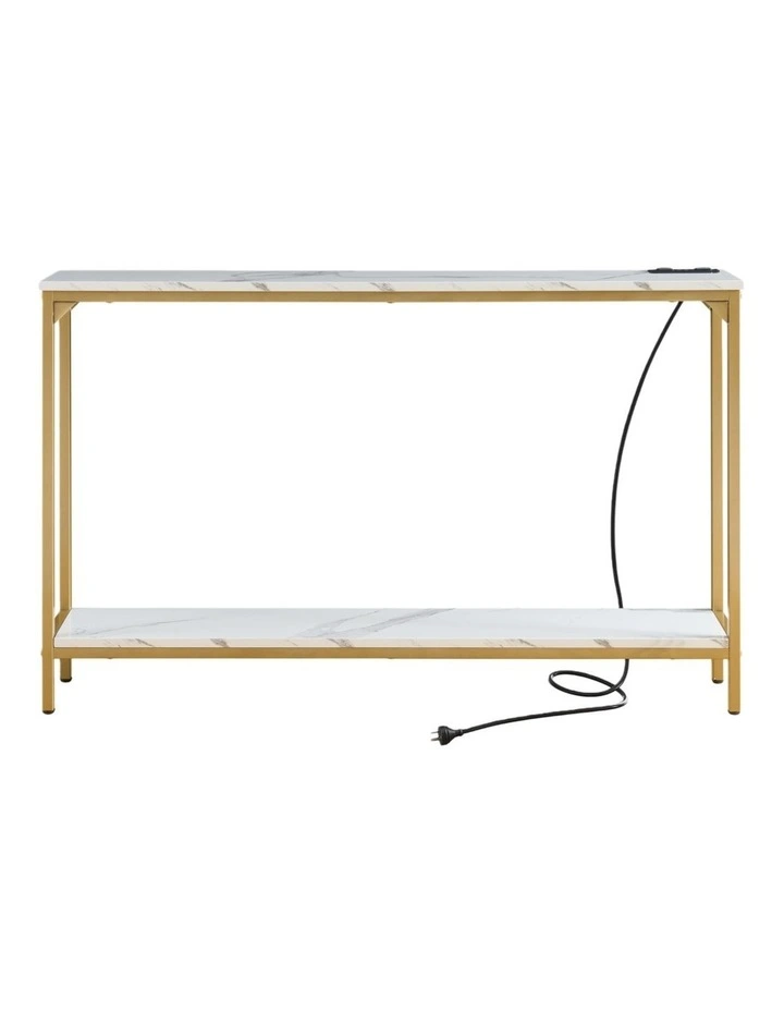 2 Tier Console Table with Power Outlets and USB Ports, Entryway Table with Charging Station & Shelf image 5