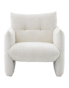 Modern Minimalist Low-Slung Single Accent Chair, Thick Padded Chenille Upholstered Lounge Armchair