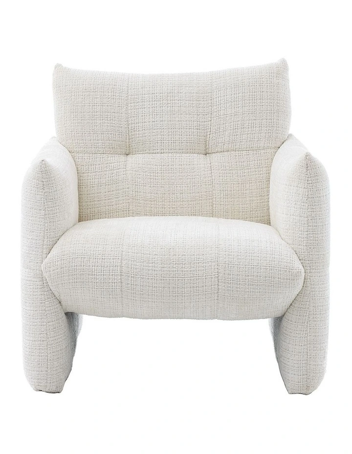 Modern Minimalist Low-Slung Single Accent Chair, Thick Padded Chenille Upholstered Lounge Armchair image 1