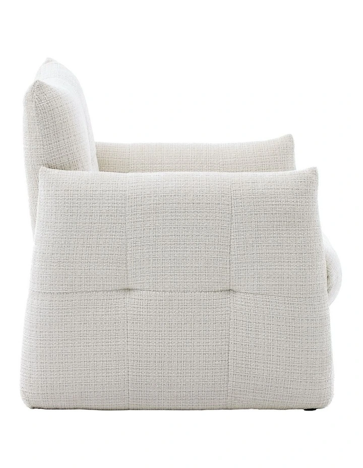Modern Minimalist Low-Slung Single Accent Chair, Thick Padded Chenille Upholstered Lounge Armchair image 4