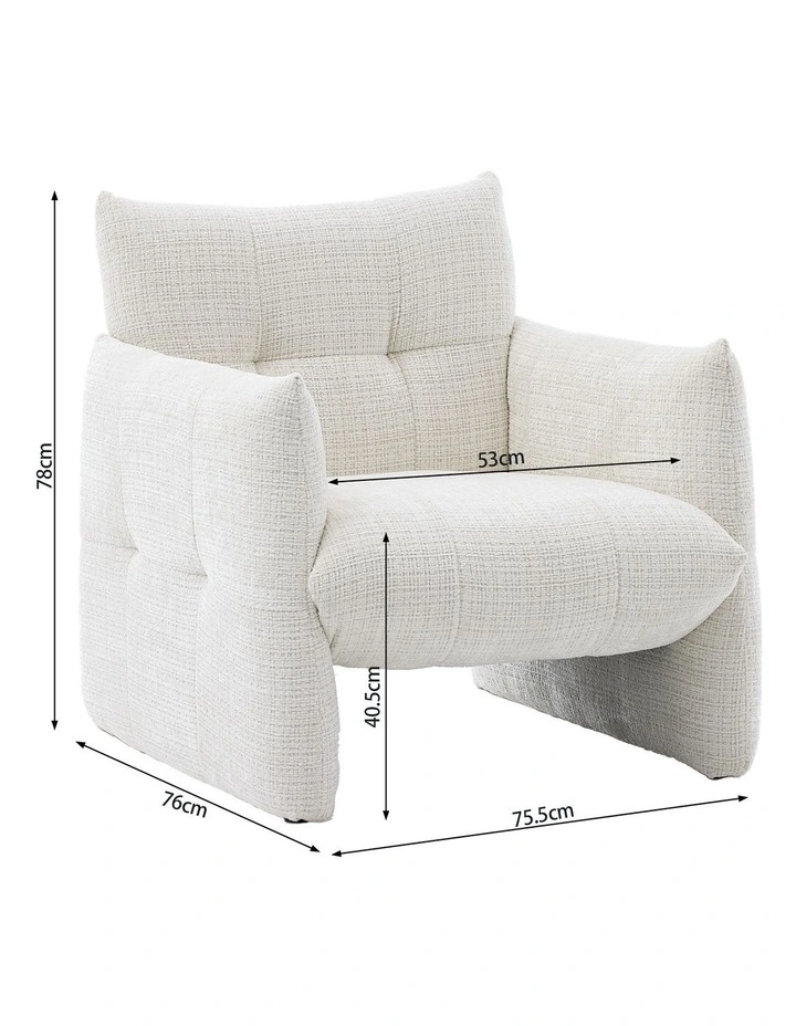 Modern Minimalist Low-Slung Single Accent Chair, Thick Padded Chenille Upholstered Lounge Armchair image 7