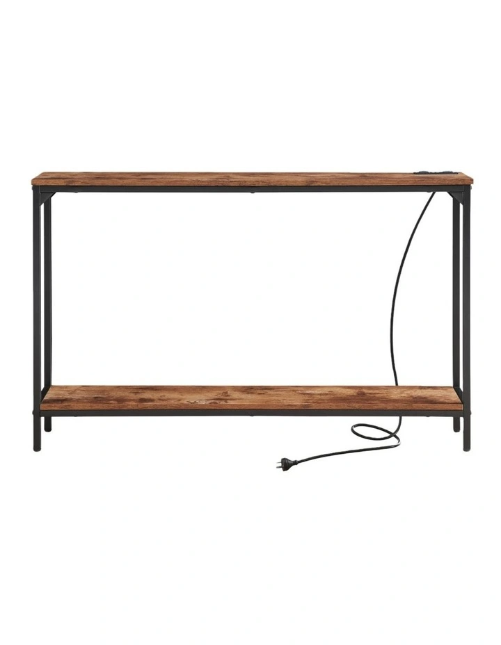 2 Tier Console Table with Power Outlets and USB Ports, Entryway Table with Charging Station & Shelf image 6