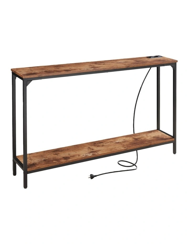2 Tier Console Table with Power Outlets and USB Ports, Entryway Table with Charging Station & Shelf image 7