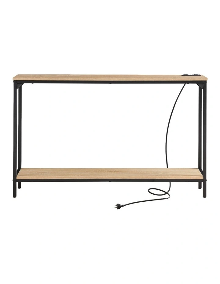 2 Tier Console Table with Power Outlets and USB Ports, Entryway Table with Charging Station & Shelf image 6