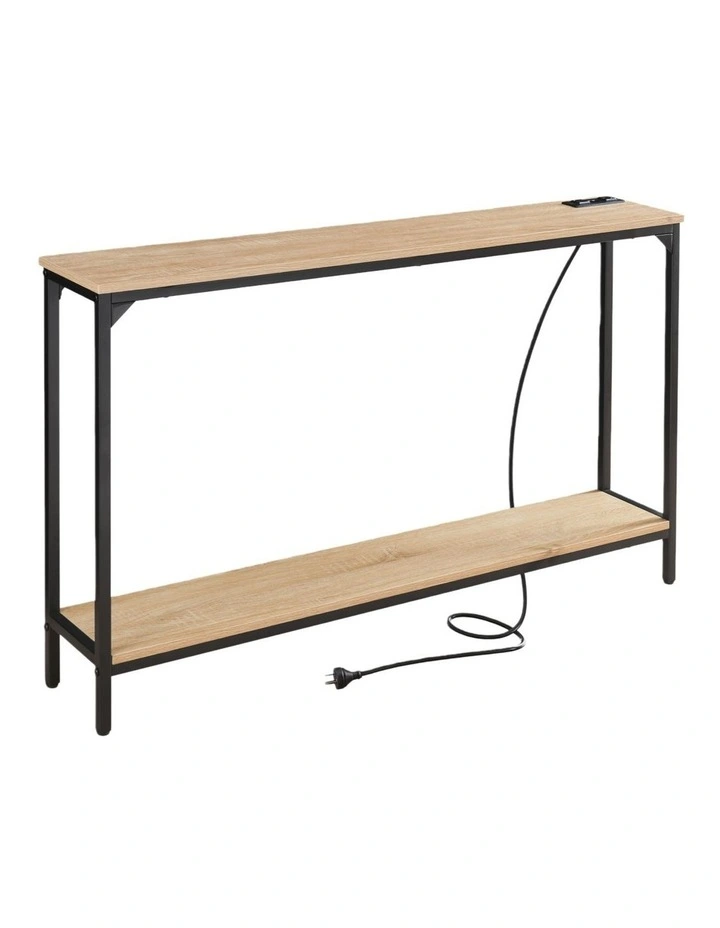 2 Tier Console Table with Power Outlets and USB Ports, Entryway Table with Charging Station & Shelf image 7