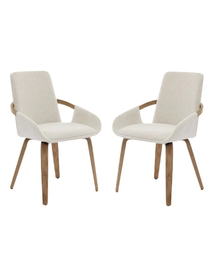 Set of 2 Upholstery Dining Chairs, Mid Century Bentwood Kitchen Chairs with Arms image 1