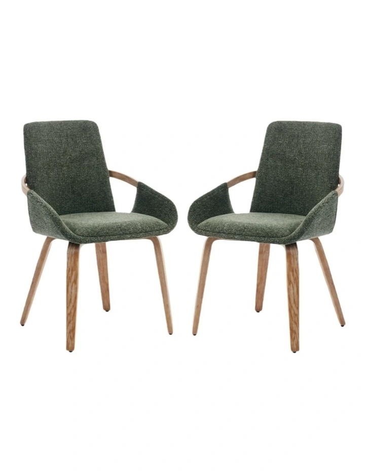 Set of 2 Upholstery Dining Chairs, Mid Century Bentwood Kitchen Chairs with Arms image 1