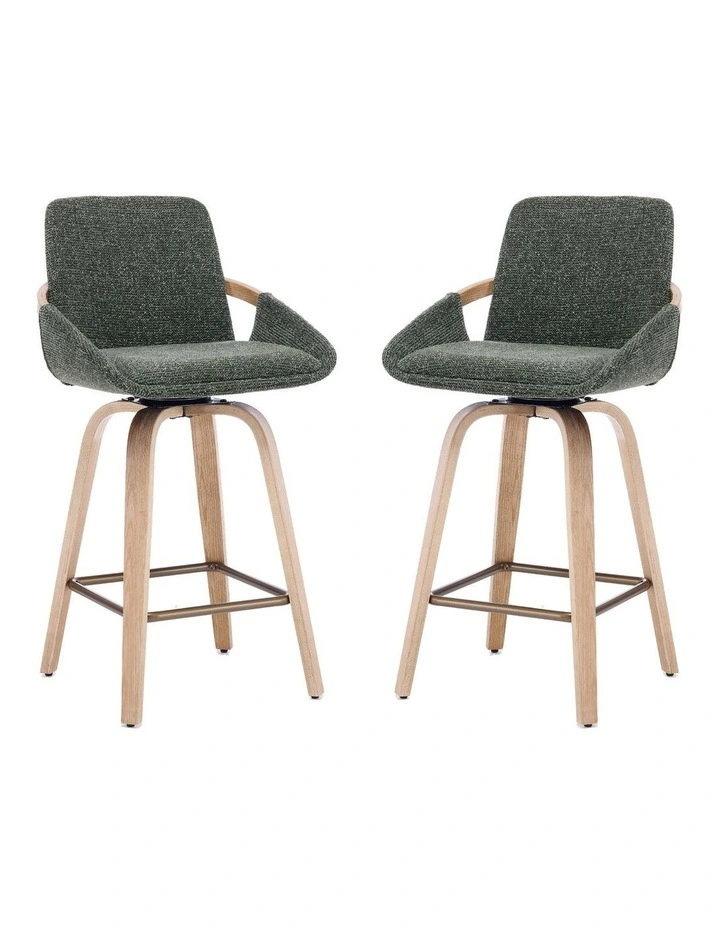 Set of 2 Swivel Bar Stools with Back, Modern Set of 2 Bar Chairs with Curved Back and 360 Swivel image 1