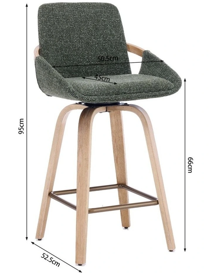 Set of 2 Swivel Bar Stools with Back, Modern Set of 2 Bar Chairs with Curved Back and 360 Swivel image 7