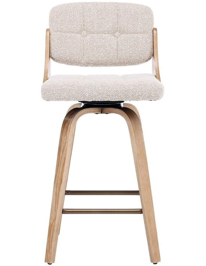 Set of 2 Swivel Bar Stools with Button Back, Upholstery Mid-Century Design Counter Stool image 3
