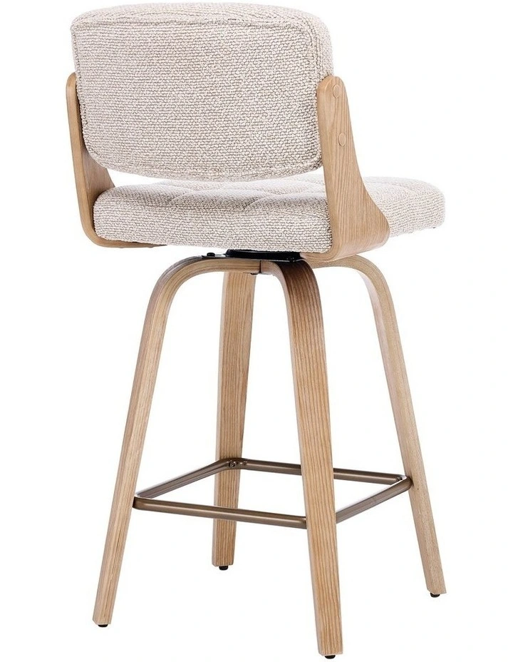 Set of 2 Swivel Bar Stools with Button Back, Upholstery Mid-Century Design Counter Stool image 6