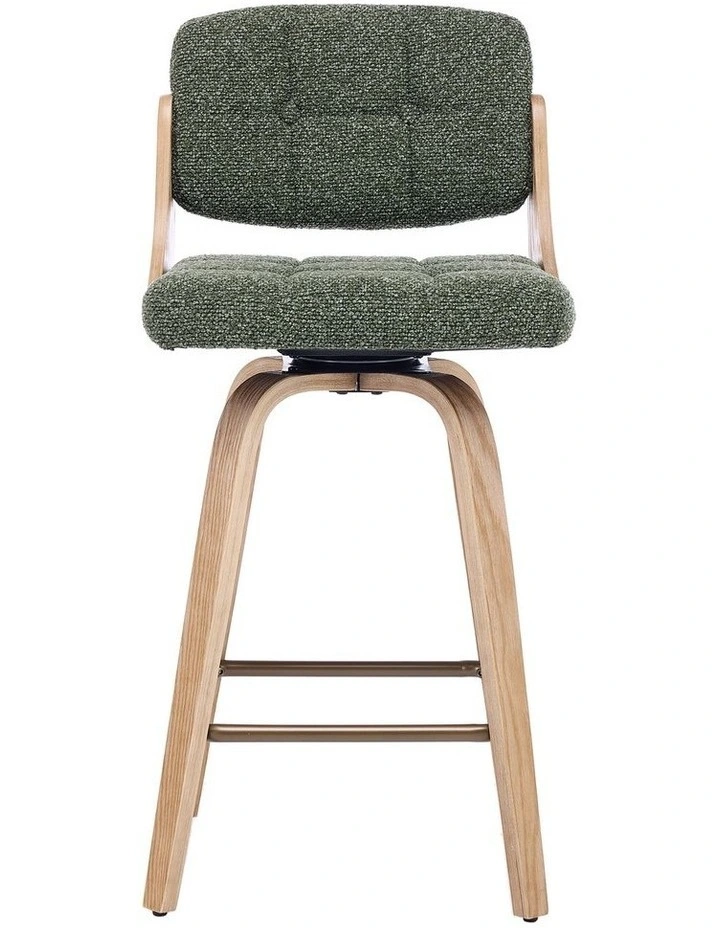 Set of 2 Swivel Bar Stools with Button Back, Upholstery Mid-Century Design Counter Stool image 3