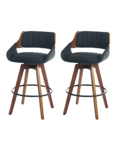 Faux Leather Counter Height Bar Stools Set of 2, Mid Century Modern Retro Bar Chairs