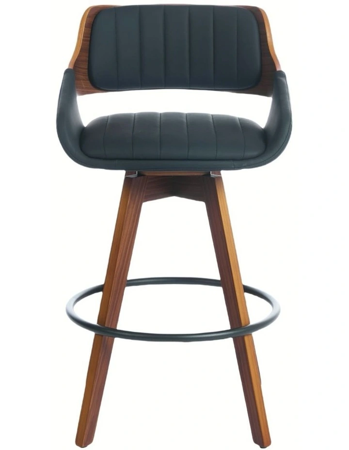 Faux Leather Counter Height Bar Stools Set of 2, Mid Century Modern Retro Bar Chairs image 4