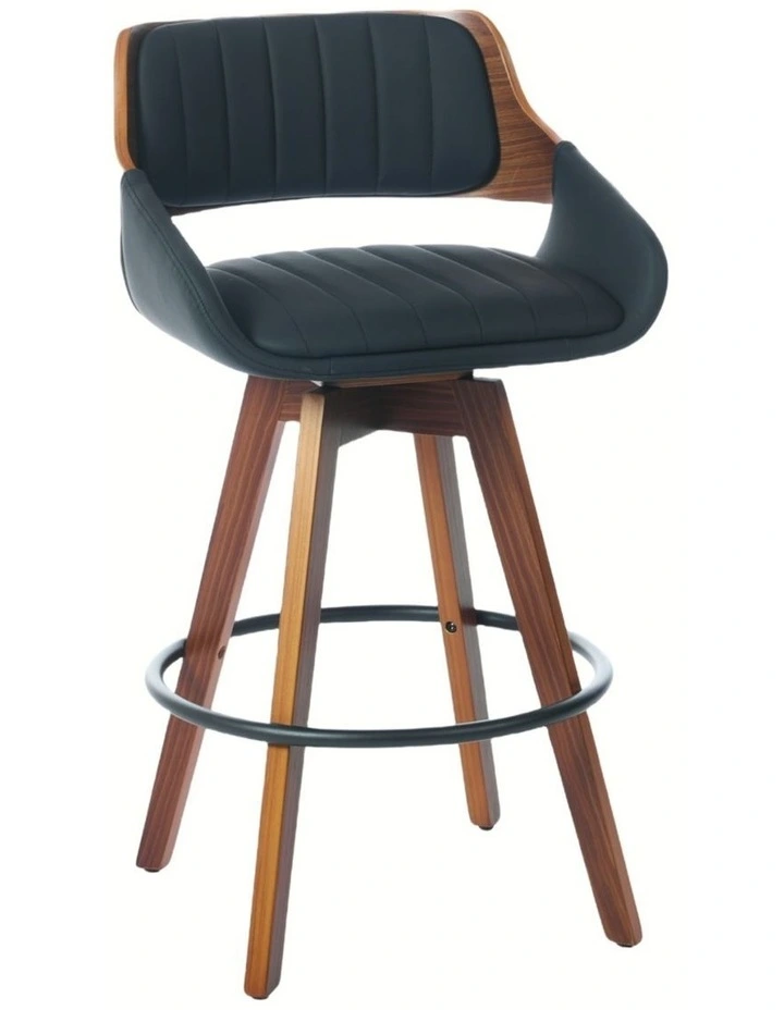 Faux Leather Counter Height Bar Stools Set of 2, Mid Century Modern Retro Bar Chairs image 5