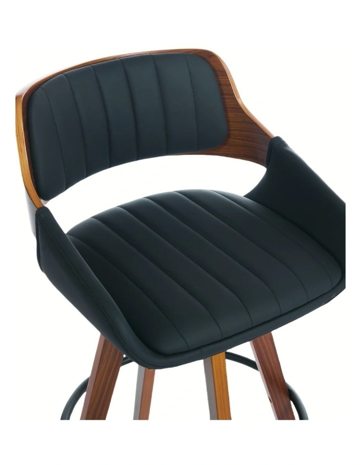Faux Leather Counter Height Bar Stools Set of 2, Mid Century Modern Retro Bar Chairs image 6