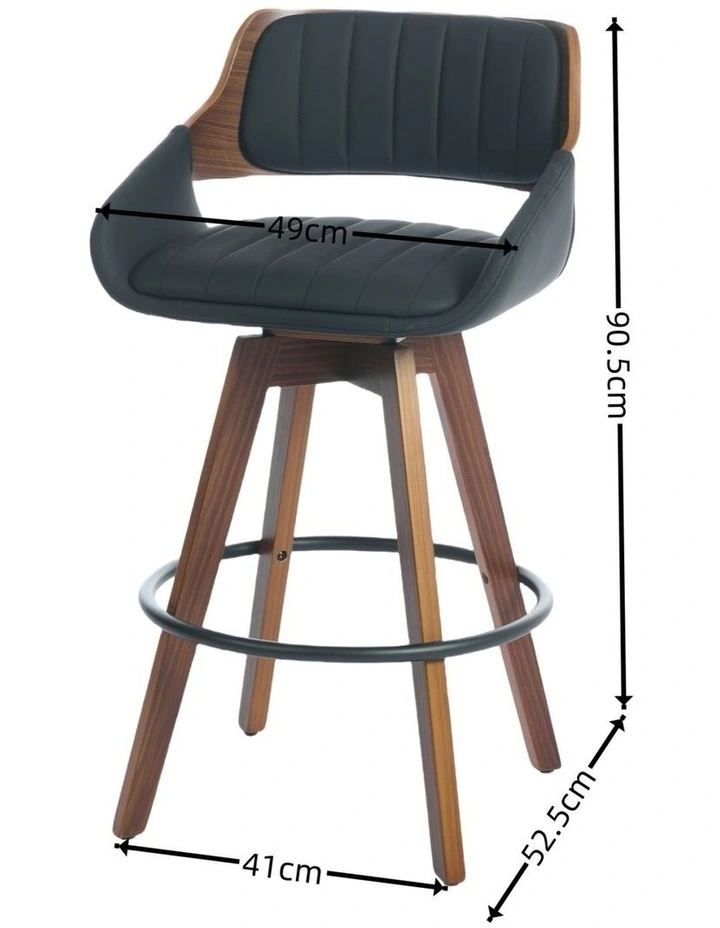 Faux Leather Counter Height Bar Stools Set of 2, Mid Century Modern Retro Bar Chairs image 7